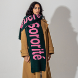 Liberte, Egalite, Sororite Lambswool Scarf in Forest Green & French Rose