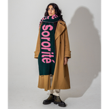 Liberte, Egalite, Sororite Lambswool Scarf in Forest Green & French Rose