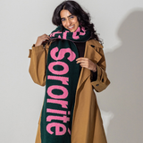 Liberte, Egalite, Sororite Lambswool Scarf in Forest Green & French Rose