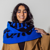 Liberte, Egalite, Sororite Lambswool Scarf in Klein & Navy