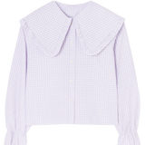 Lilac & Blue Check Shirt with Big Frill Collar