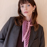 Merino Triangle Scarf in Pink Stripe
