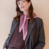 Merino Triangle Scarf in Pink Stripe