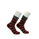 Marj Merino Stripe Sock - Avocado & Burgundy