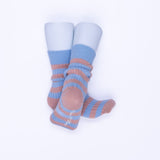 Marj Merino Stripe Sock - Tea Rose / Sky