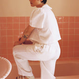 Maya Linen Trousers in White by Má + Lin