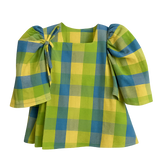 Maisy Collared Blouse in Yellow & Blue Check