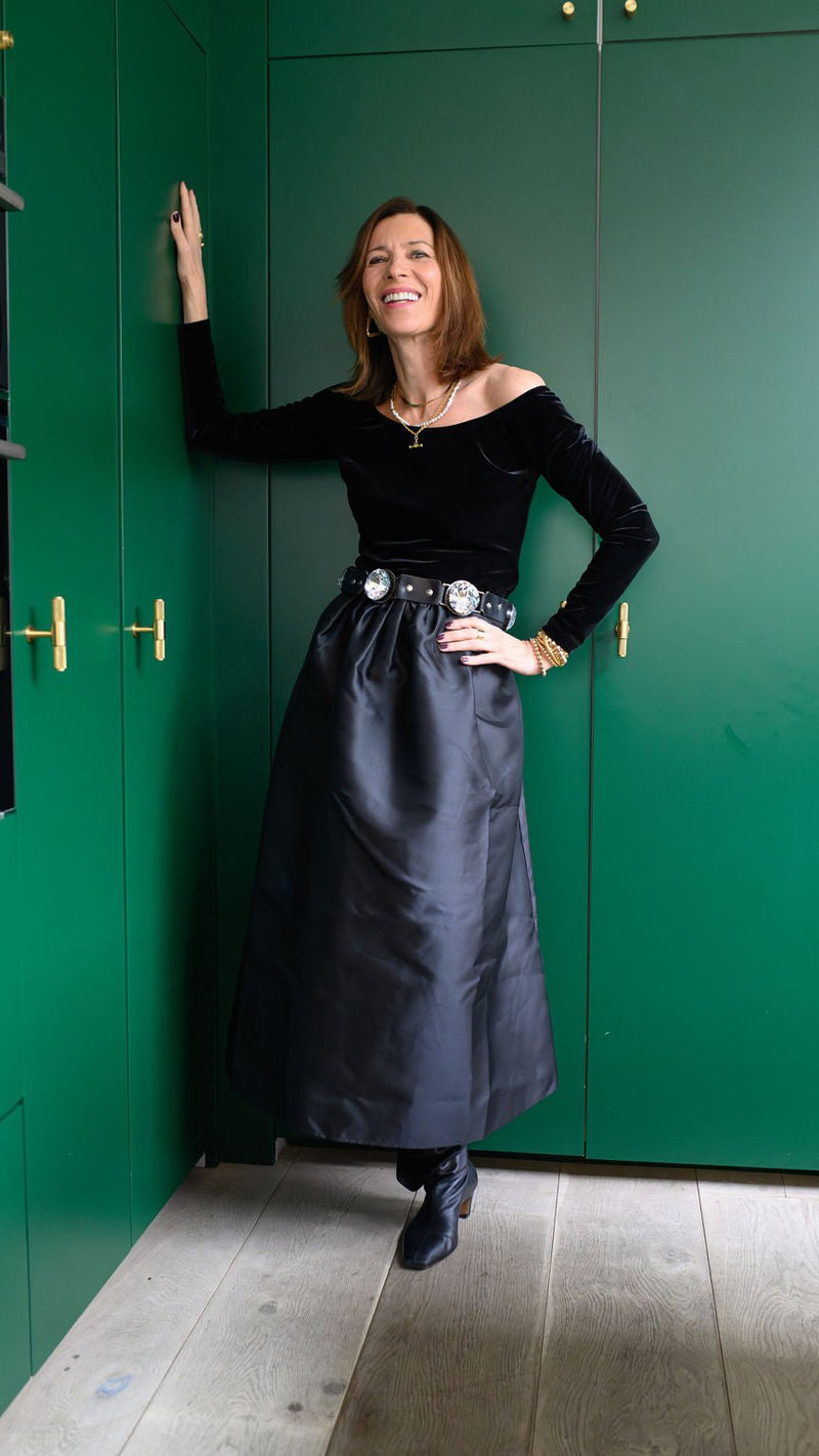 Velvet & Taffeta Midi Dress by Albaray