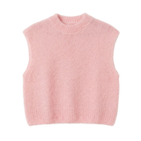 Monika Cropped Mohair Vest in Soft Pink