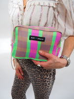 Bright Pink & Green Stripe Recycled Plastic Wash Bag by Raf and Grace