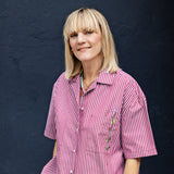 Frances Cuban Shirt in Berry Red Stripe Cotton
