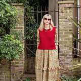 Raye Cotton Knitted Vest in Cherry Red