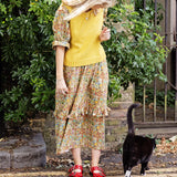 Raye Cotton Knitted Vest in Yellow Ochre