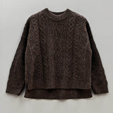 Freyja British Wool Cable Sweater in Peat