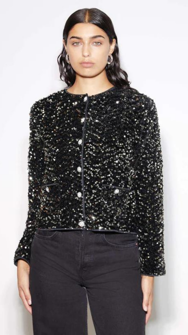 Velvet Sequin Cropped Jacket by Albaray
