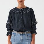 Phoebe Blouse in Indigo Rinse - seventy + mochi