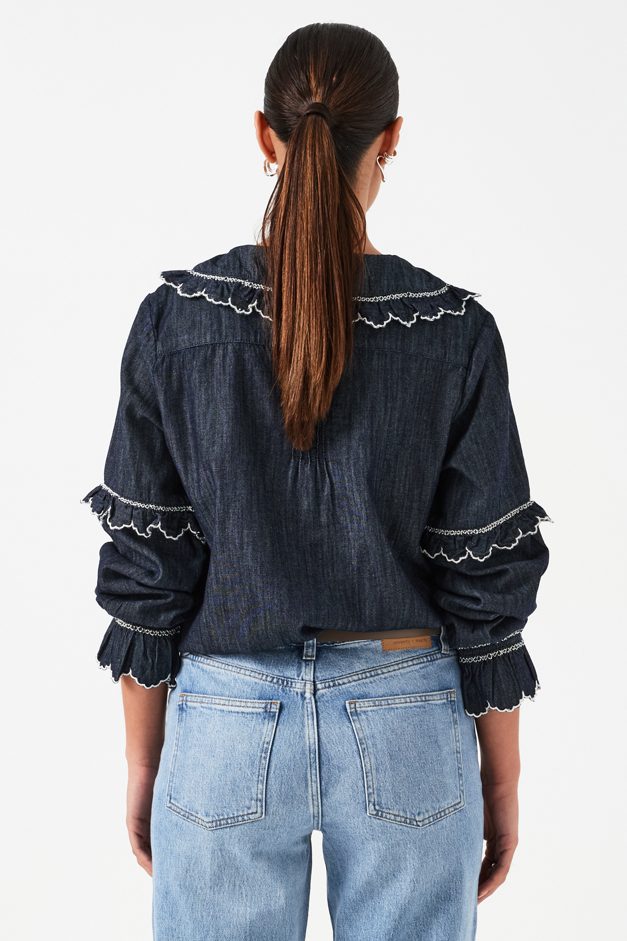 Phoebe Blouse in Indigo Rinse - seventy + mochi