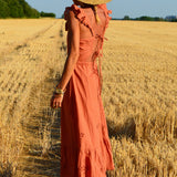 Terracotta Backless Sari Dress