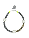 Chunky Gold and Silver Hematite & Pearl Spacer Bracelet by Bella Riley