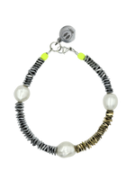 Chunky Gold and Silver Hematite & Pearl Spacer Bracelet by Bella Riley