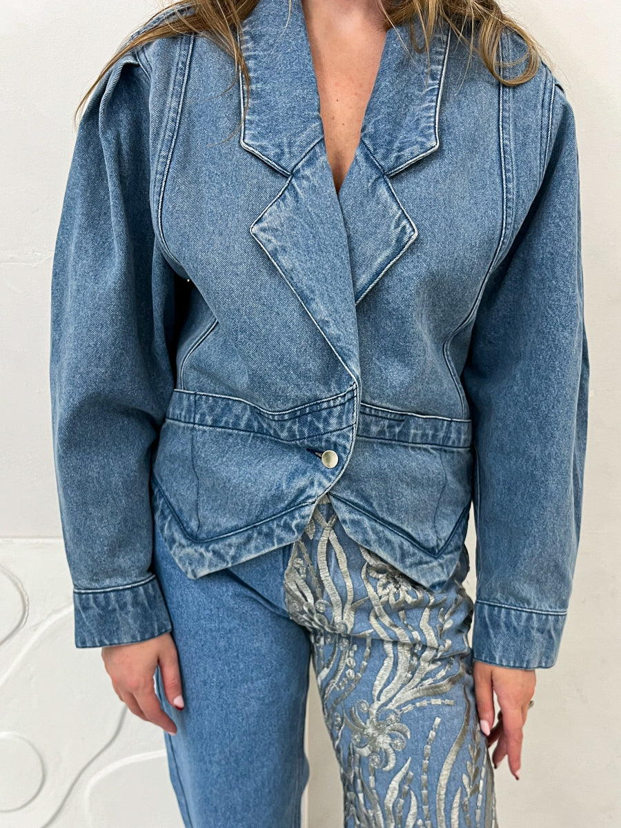 Pipa Mid Wash Denim Jacket by Fanfare