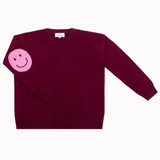 Smile Patch Cashmere Blend Sweater in Burgundy