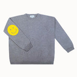 Smile Patch Cashmere Blend Sweater in Grey