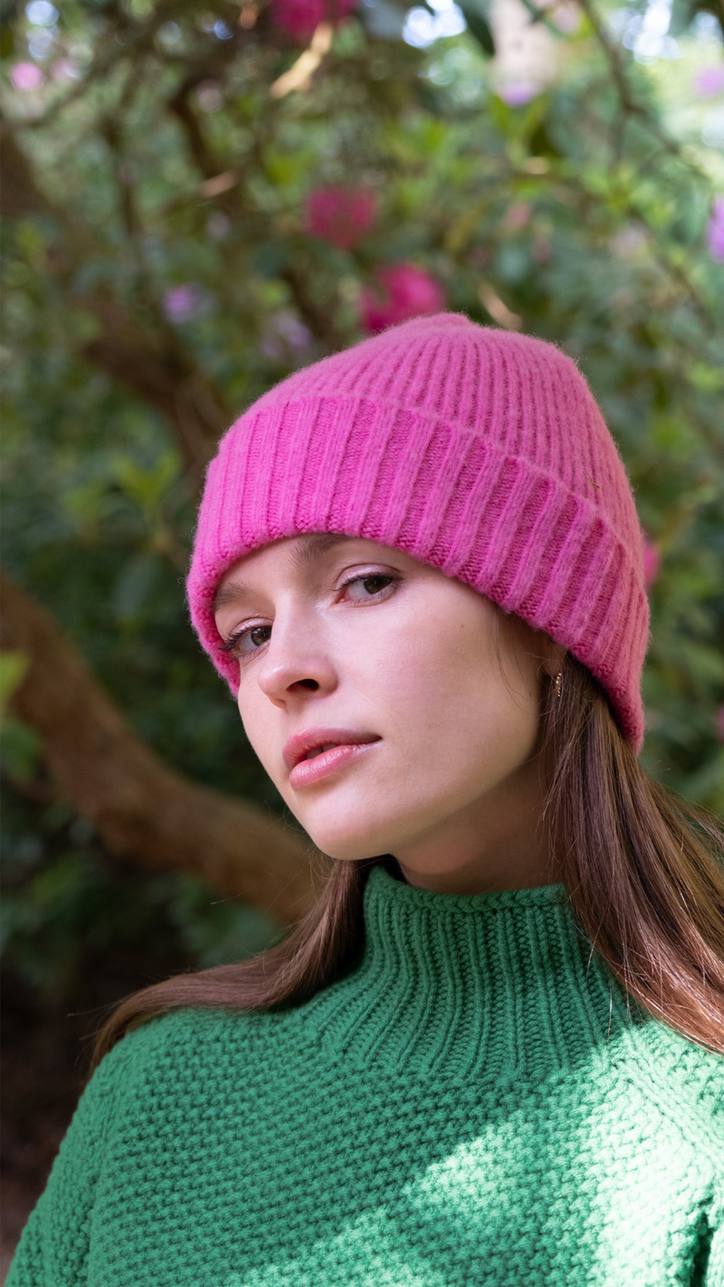 Brushed Beanie In Pink by Quinton + Chadwick