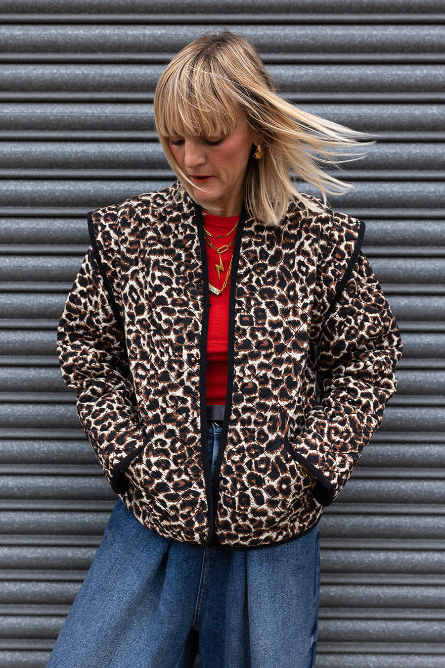 Pandora Leopard Print Two In One Cotton Quilted Jacket