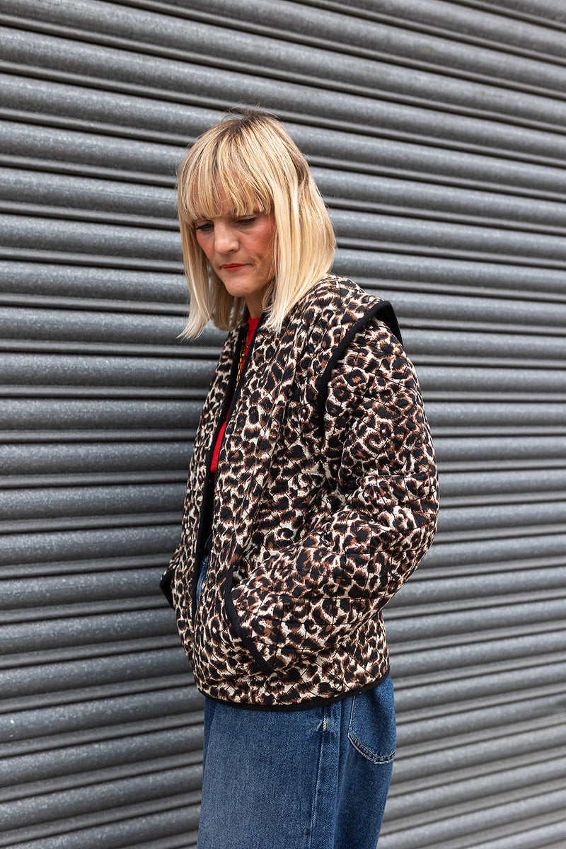 Pandora Leopard Print Two-In-One Cotton Quilted Jacket by Raf and Grace