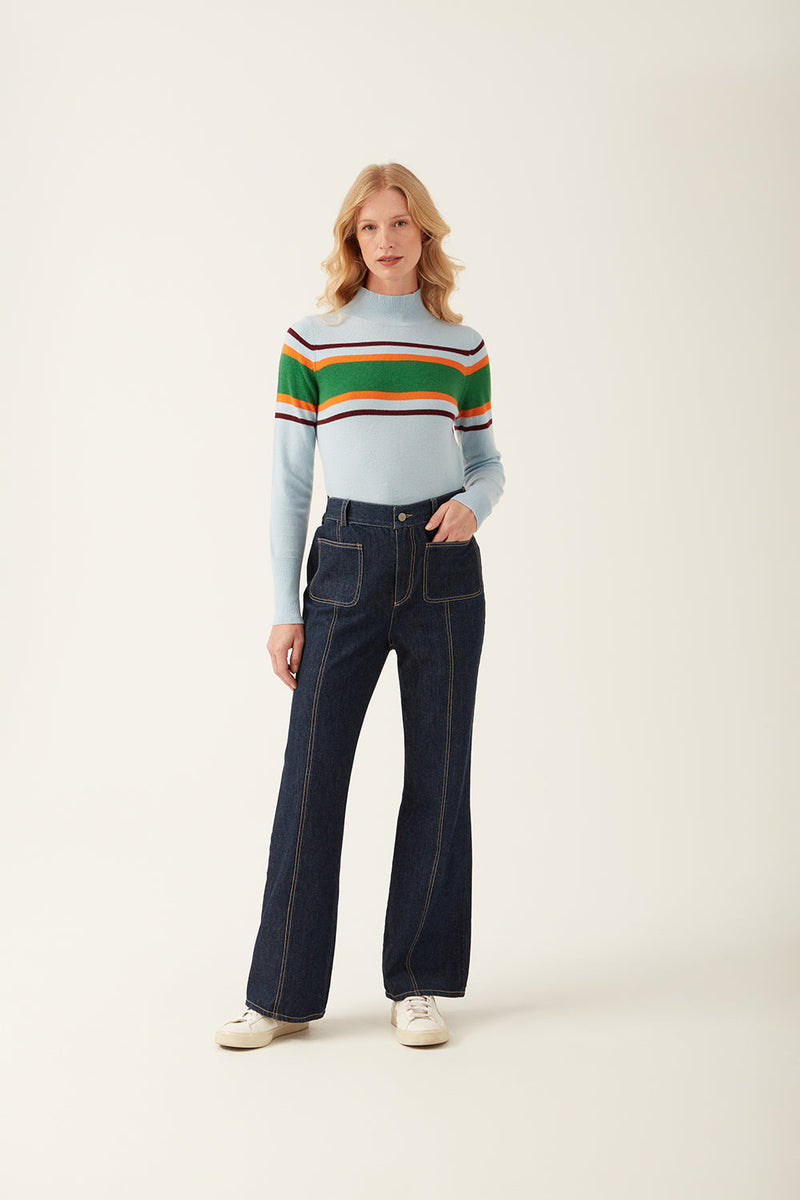 Denim Jean with Patch Pockets and a Bootcut Leg by Mirla Beane