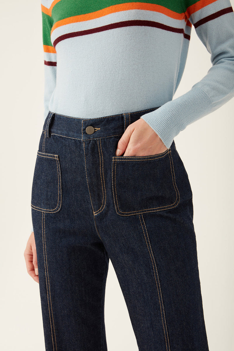 Denim Jean with Patch Pockets and a Bootcut Leg by Mirla Beane