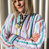 Zoe Summer Striped Cotton Quilted Jacket