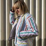Zoe Summer Striped Cotton Quilted Jacket