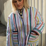 Zoe Summer Striped Cotton Quilted Jacket