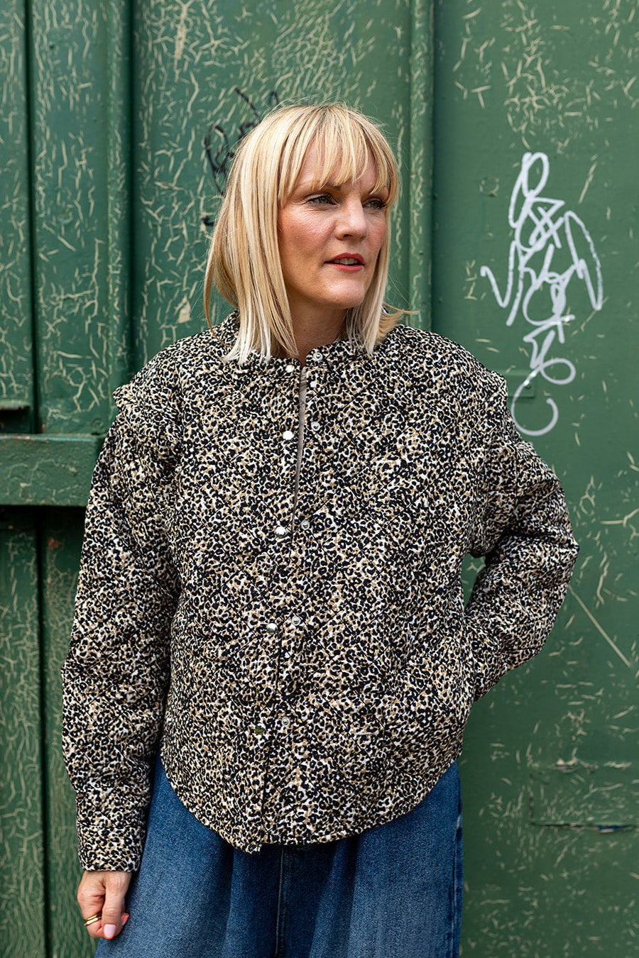 Claudia Mini Leopard Print Cotton Quilted Jacket
