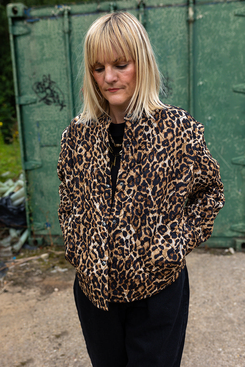 Claudia Leopard Print Cotton Quilted Jacket