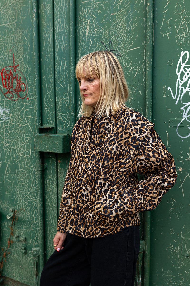 Claudia Leopard Print Cotton Quilted Jacket