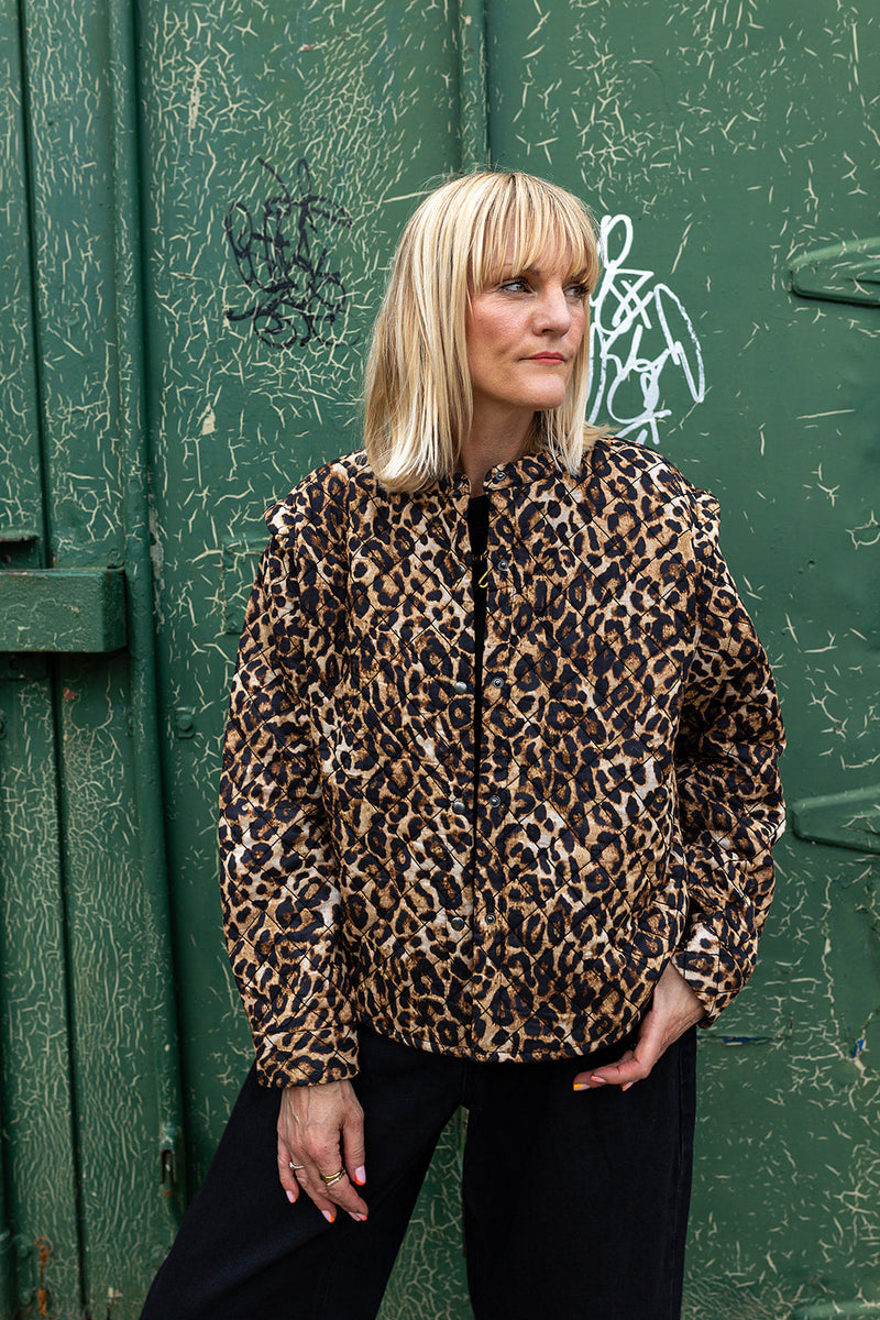 Claudia Leopard Print Cotton Quilted Jacket