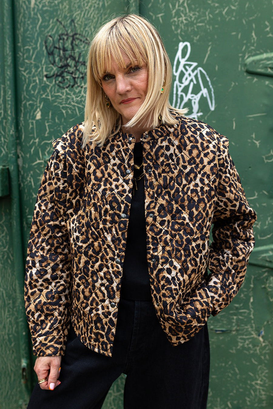 Claudia Leopard Print Cotton Quilted Jacket
