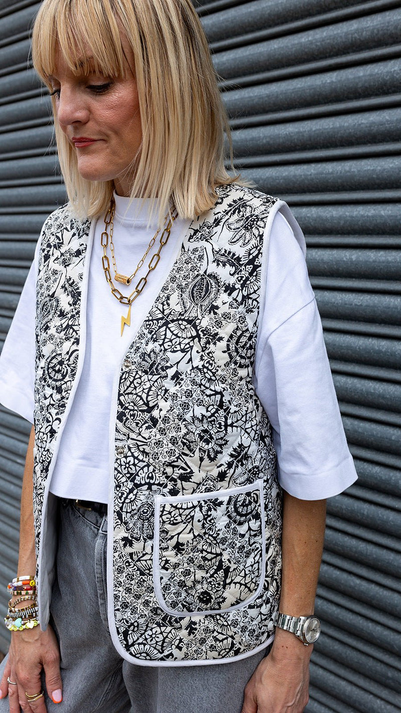 Felicity Floral Print Cotton Quilted Gilet