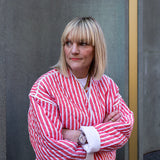 Jasmine Red Striped Cotton Quilted Jacket