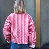 Jasmine Red Striped Cotton Quilted Jacket