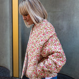 Claudia Vintage Floral Print Cotton Quilted Jacket