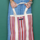 Recycled Plastic Red and Pink Stripe Tote Bag