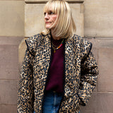 Pandora Brown Leopard Print Two-In-One Cotton Quilted Jacket