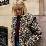 Pandora Brown Leopard Print Two-In-One Cotton Quilted Jacket