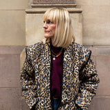 Pandora Brown Leopard Print Two-In-One Cotton Quilted Jacket