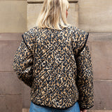Pandora Brown Leopard Print Two-In-One Cotton Quilted Jacket