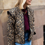 Pandora Brown Leopard Print Two In One Cotton Quilted Jacket